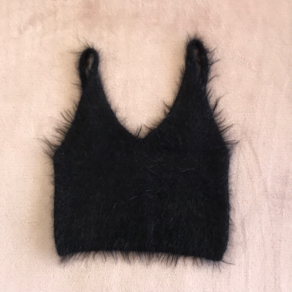 Kimchi Blue fuzzy black sexy crop top